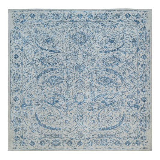 Transitional Wool & Silk Hand Loomed Rug Blue No Border 10.0X10.0 -O063481