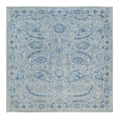 Transitional Wool & Silk Hand Loomed Rug Blue No Border 10.0X10.0 -O063481