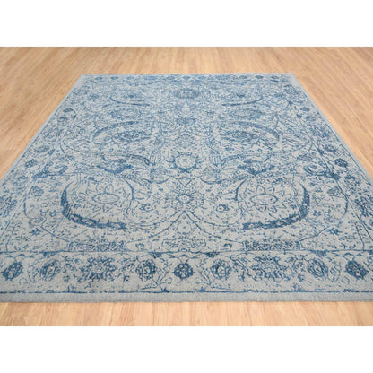 Transitional Wool & Silk Hand Loomed Rug Blue No Border 10.0X10.0 -O063481