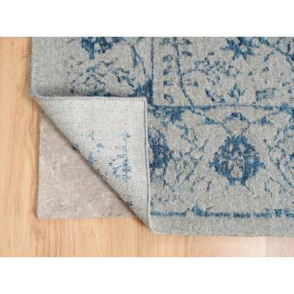 Transitional Wool & Silk Hand Loomed Rug Blue No Border 10.0X10.0 -O063481