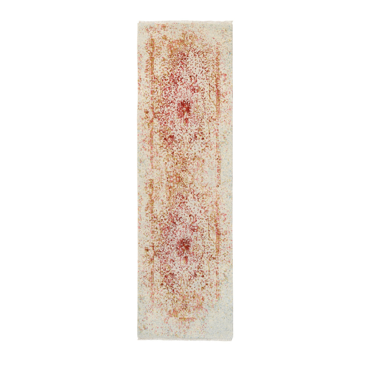 Pink 2'4" x 8'0" Modern and Contemporary Hand knotted Wool/Silk Rug - Sku: O063482