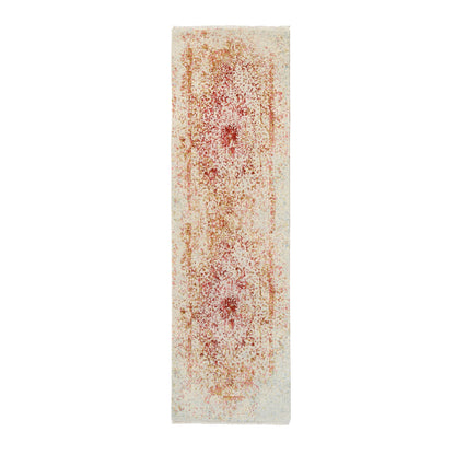 Modern and Contemporary Wool & Silk Hand Knotted Rug Pink No Border 2.4X8.0 -O063482