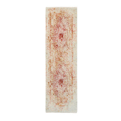 Modern and Contemporary Wool & Silk Hand Knotted Rug Pink No Border 2.4X8.0 -O063482