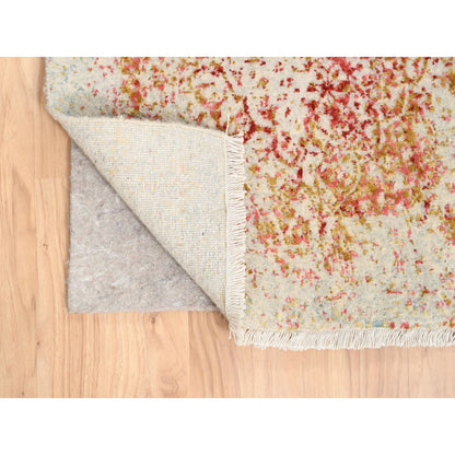 Modern and Contemporary Wool & Silk Hand Knotted Rug Pink No Border 2.4X8.0 -O063482