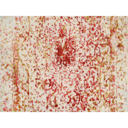 Modern and Contemporary Wool & Silk Hand Knotted Rug Pink No Border 2.4X8.0 -O063482