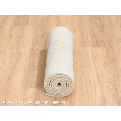 Modern and Contemporary Wool & Silk Hand Knotted Rug Pink No Border 2.4X8.0 -O063482