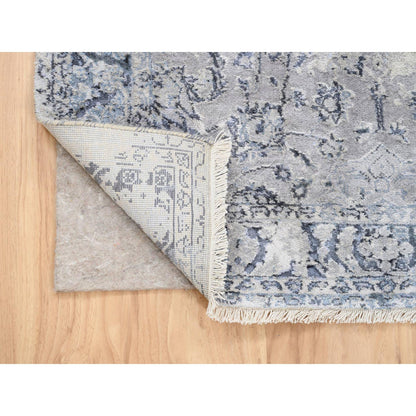 Transitional Wool & Silk Hand Knotted Rug Grey Blue 3.2X4.10 -O063497