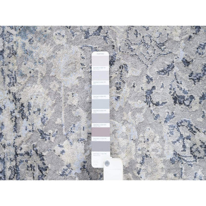 Transitional Wool & Silk Hand Knotted Rug Grey Blue 3.2X4.10 -O063497