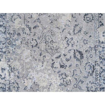 Transitional Wool & Silk Hand Knotted Rug Grey Blue 3.2X4.10 -O063497