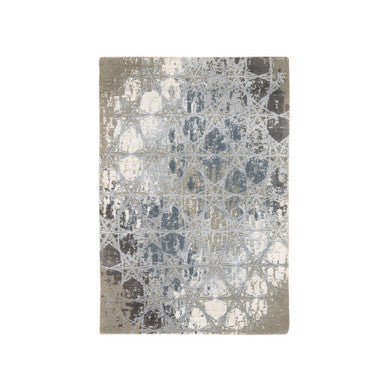 Modern and Contemporary Wool & Silk Hand Knotted Rug Grey No Border 3.0X5.0 -O063499