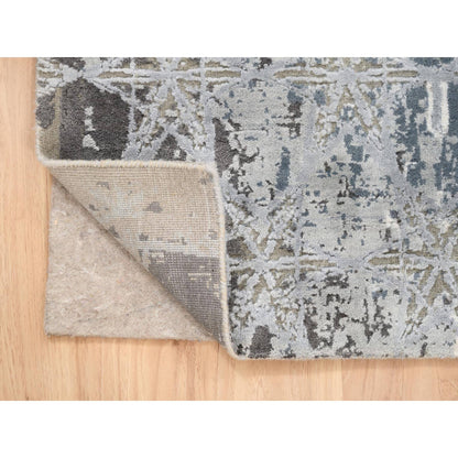 Modern and Contemporary Wool & Silk Hand Knotted Rug Grey No Border 3.0X5.0 -O063499