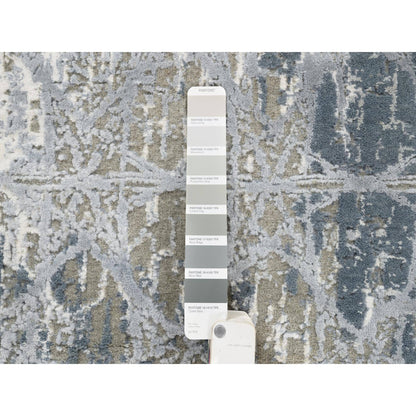Modern and Contemporary Wool & Silk Hand Knotted Rug Grey No Border 3.0X5.0 -O063499