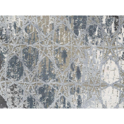 Modern and Contemporary Wool & Silk Hand Knotted Rug Grey No Border 3.0X5.0 -O063499