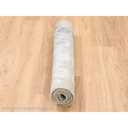 Modern and Contemporary Wool & Silk Hand Knotted Rug Grey No Border 3.0X5.0 -O063499