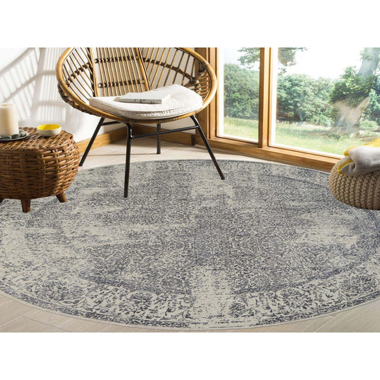 Modern and Contemporary Wool & Silk Hand Loomed Rug Grey No Border 10.0X10.0 -O063504