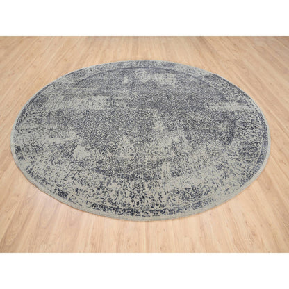 Modern and Contemporary Wool & Silk Hand Loomed Rug Grey No Border 10.0X10.0 -O063504