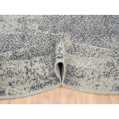 Modern and Contemporary Wool & Silk Hand Loomed Rug Grey No Border 10.0X10.0 -O063504