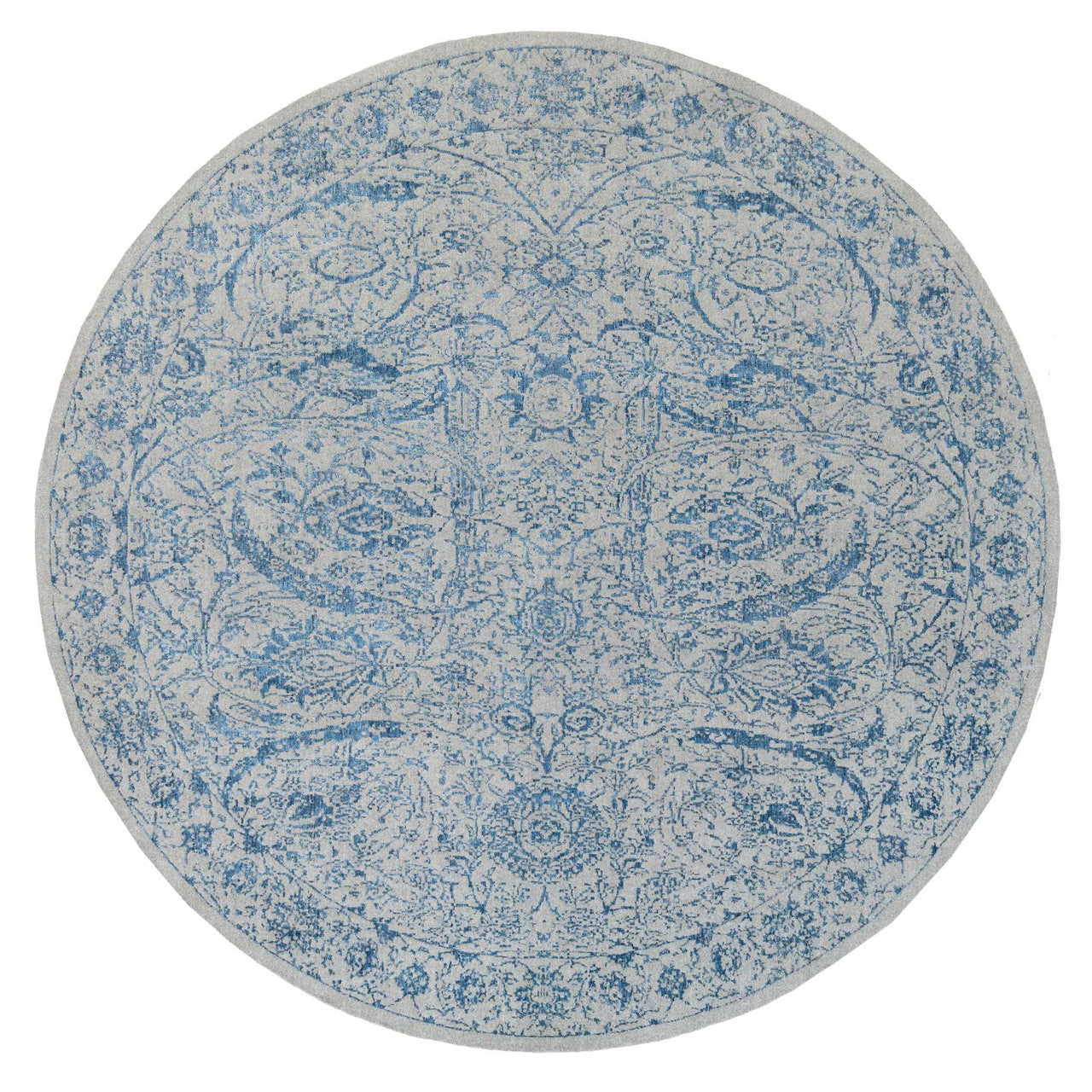 Blue 12'0" x 12'0" Transitional Handloom Wool/Silk Rug - Sku: O063506