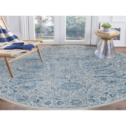 Transitional Wool & Silk Hand Loomed Rug Blue No Border 12.0X12.0 -O063506