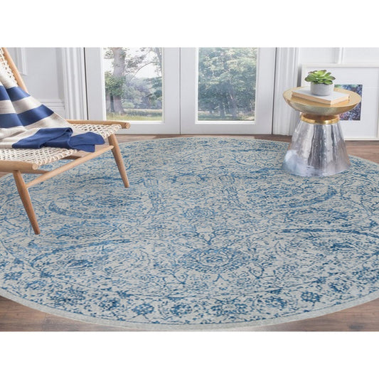Transitional Wool & Silk Hand Loomed Rug Blue No Border 12.0X12.0 -O063506