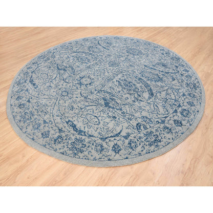 Transitional Wool & Silk Hand Loomed Rug Blue No Border 12.0X12.0 -O063506