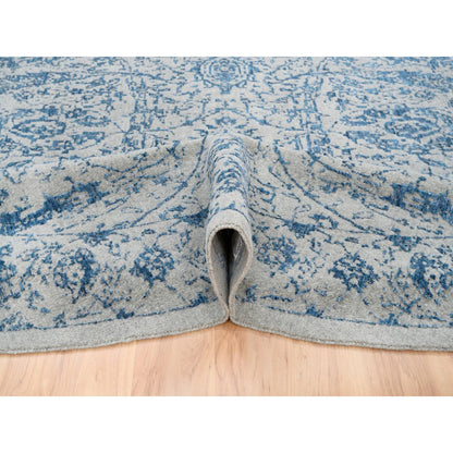 Transitional Wool & Silk Hand Loomed Rug Blue No Border 12.0X12.0 -O063506