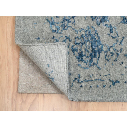 Transitional Wool & Silk Hand Loomed Rug Blue No Border 10.0X14.0 -O063508