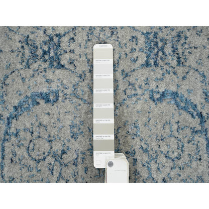 Transitional Wool & Silk Hand Loomed Rug Blue No Border 2.6X12.0 -O063509