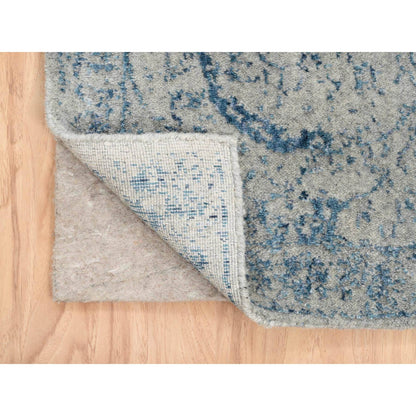 Transitional Wool & Silk Hand Loomed Rug Blue No Border 2.6X10.0 -O063511