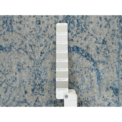 Transitional Wool & Silk Hand Loomed Rug Blue No Border 2.6X10.0 -O063511