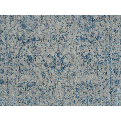 Transitional Wool & Silk Hand Loomed Rug Blue No Border 2.6X10.0 -O063511