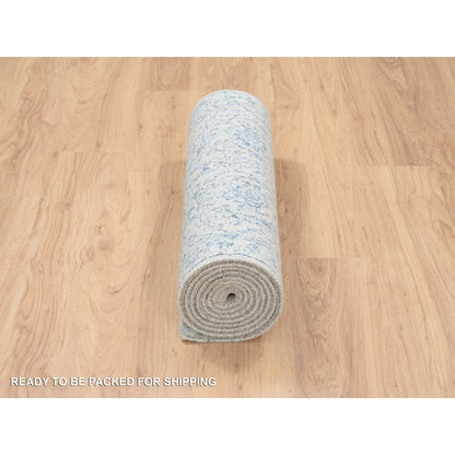 Transitional Wool & Silk Hand Loomed Rug Blue No Border 2.6X10.0 -O063511