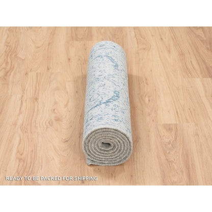 Transitional Wool & Silk Hand Loomed Rug Blue No Border 2.7X8.1 -O063513