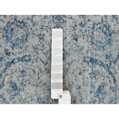 Transitional Wool & Silk Hand Loomed Rug Blue No Border 2.6X8.1 -O063514