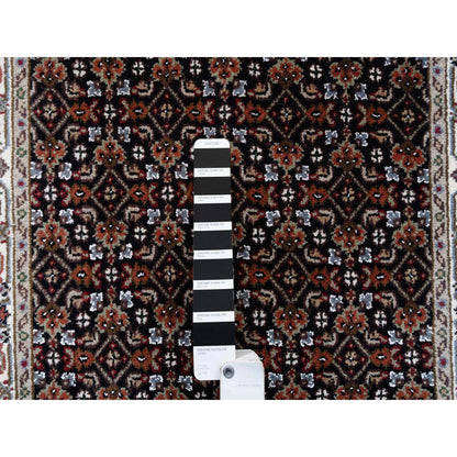 Fine Oriental Wool Hand Knotted Rug Black Ivory 2.5X20.0 -O063530