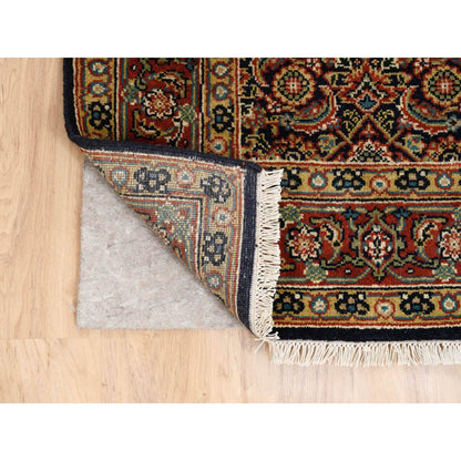 Fine Oriental Wool Hand Knotted Rug Black Red 4.0X10.1 -O063540