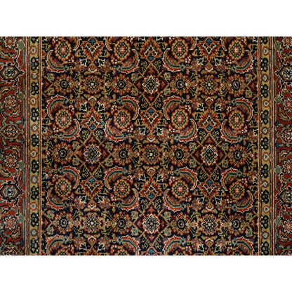 Fine Oriental Wool Hand Knotted Rug Black Red 4.0X10.1 -O063540
