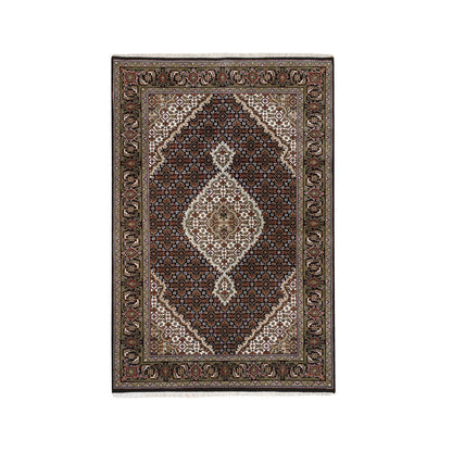 Fine Oriental Wool Hand Knotted Rug Black Black 4.0X6.3 -O063541