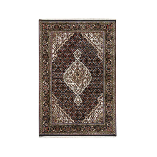 Fine Oriental Wool Hand Knotted Rug Black Black 4.0X6.3 -O063541