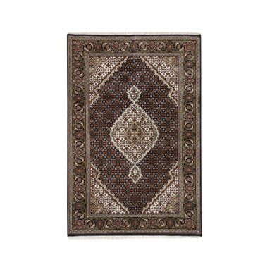 Fine Oriental Wool Hand Knotted Rug Black Black 4.0X6.3 -O063541