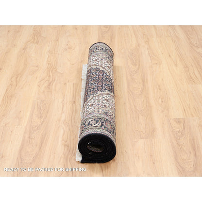 Fine Oriental Wool Hand Knotted Rug Black Black 4.0X6.3 -O063541