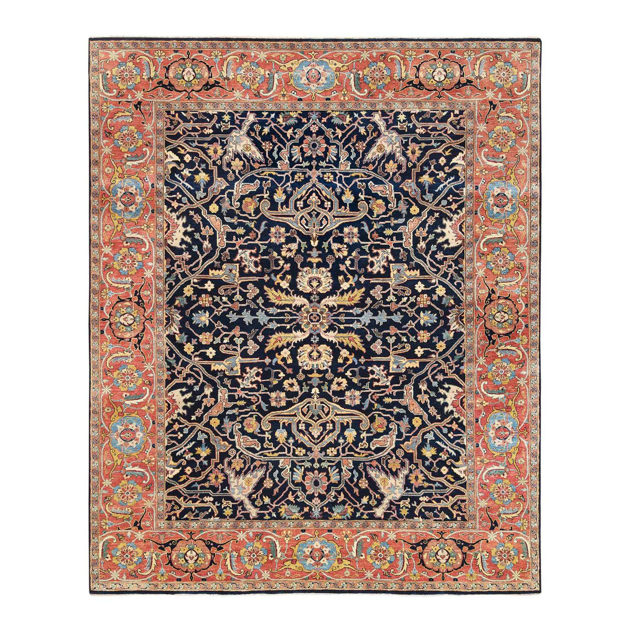 Blue 8'1" x 10'1" Heriz Hand knotted Wool Rug -O063546