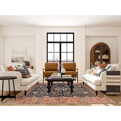 Heriz Wool Hand Knotted Rug Blue Orange 8.1X10.1 -O063546