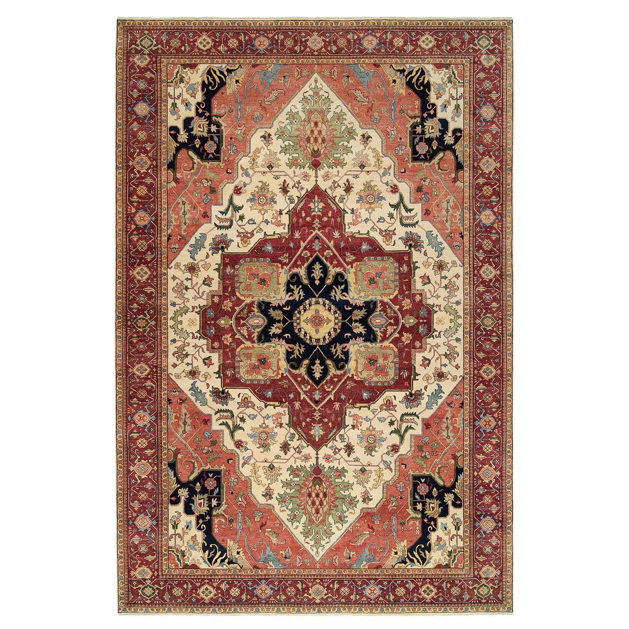 Beige 10'1" x 15'9" Heriz Hand knotted Wool Rug -O063549