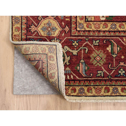 Heriz Wool Hand Knotted Rug Beige Red 10.1X15.9 -O063549