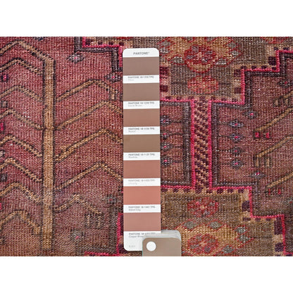 Overdyed & Vintage Wool Hand Knotted Rug Pink 2.4x8.9 -O0635