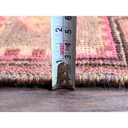Overdyed & Vintage Wool Hand Knotted Rug Pink 2.4x8.9 -O0635