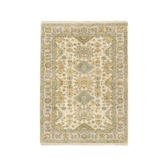Heriz Wool Hand Knotted Rug Ivory Light Gray 4.1X6.6 -O063626