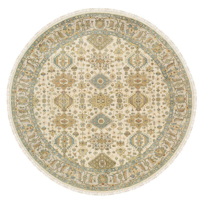Heriz Wool Hand Knotted Rug Ivory Light Gray 8.10X8.10 -O063631