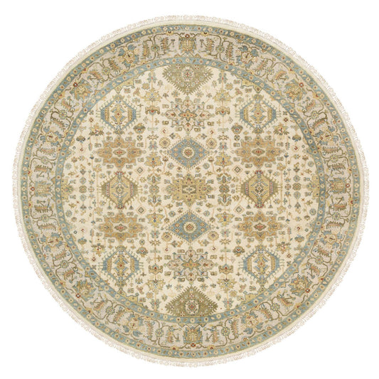 Heriz Wool Hand Knotted Rug Ivory Light Gray 8.10X8.10 -O063631